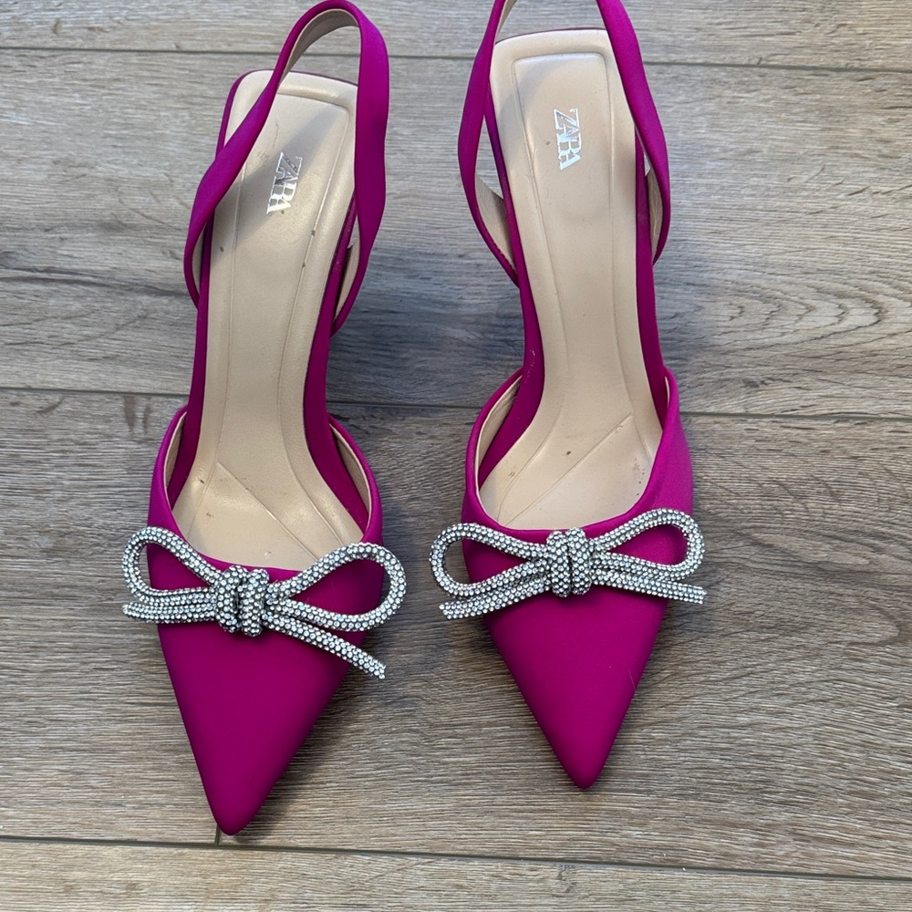 Zara Fuchsia Slingback Heels with Bow